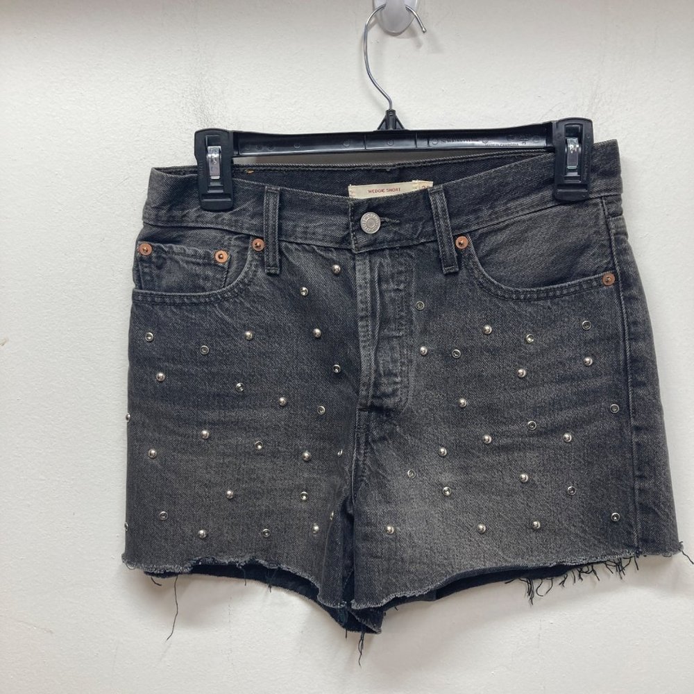 Levi's black gray bejeweled wedgie short denim 28